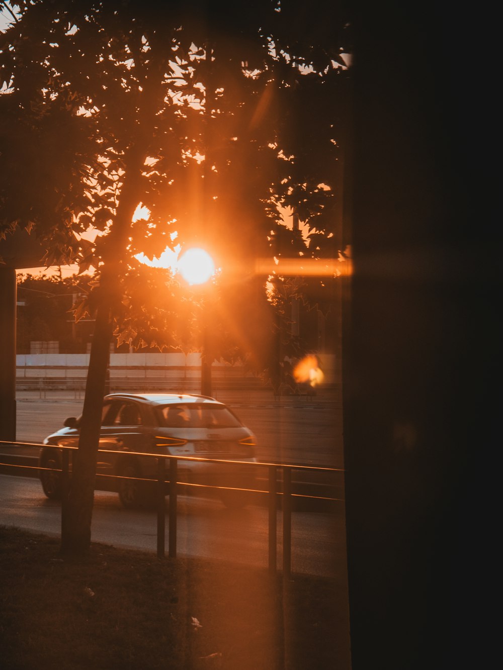 sun setting over the lake