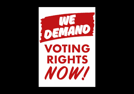 A bold graphic showing the five demands with icons representing justice, education, women, media, and politics against a dark background with orange accents.