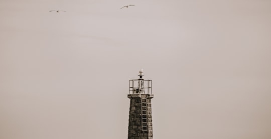 black and white lighthouse under white sky in Torrevieja Spain