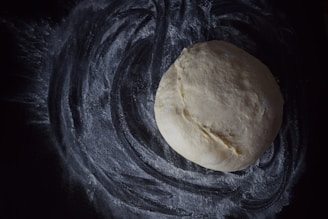 white dough on black textile