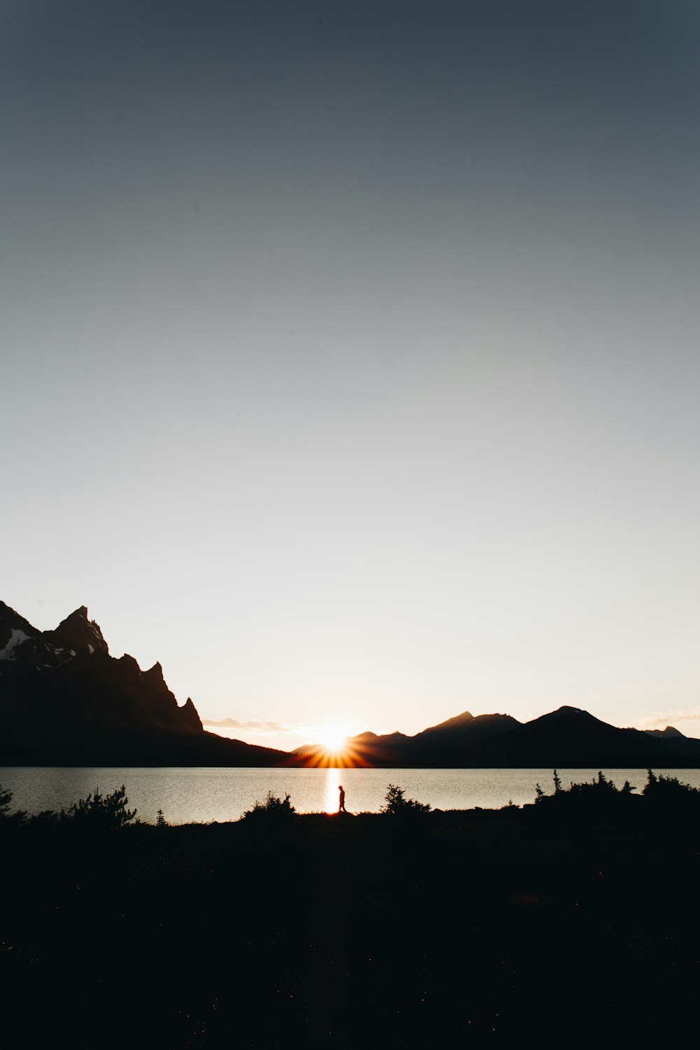 silhouette of mountain during sunset