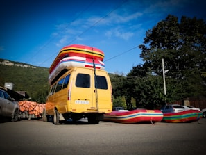 A shuttle vehicle ready to transport participants to the rafting location.