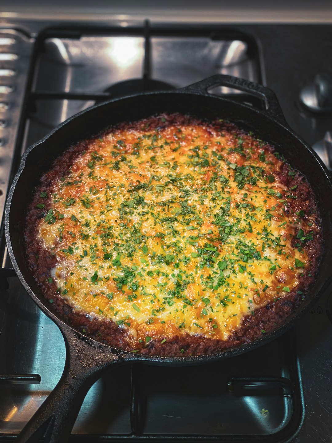 cooked food on black pan