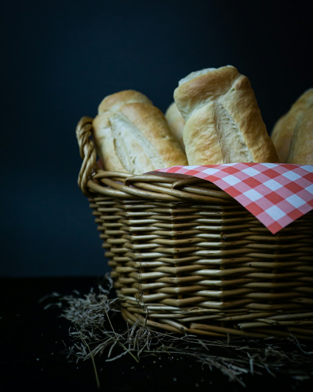 bread on brown woven basket