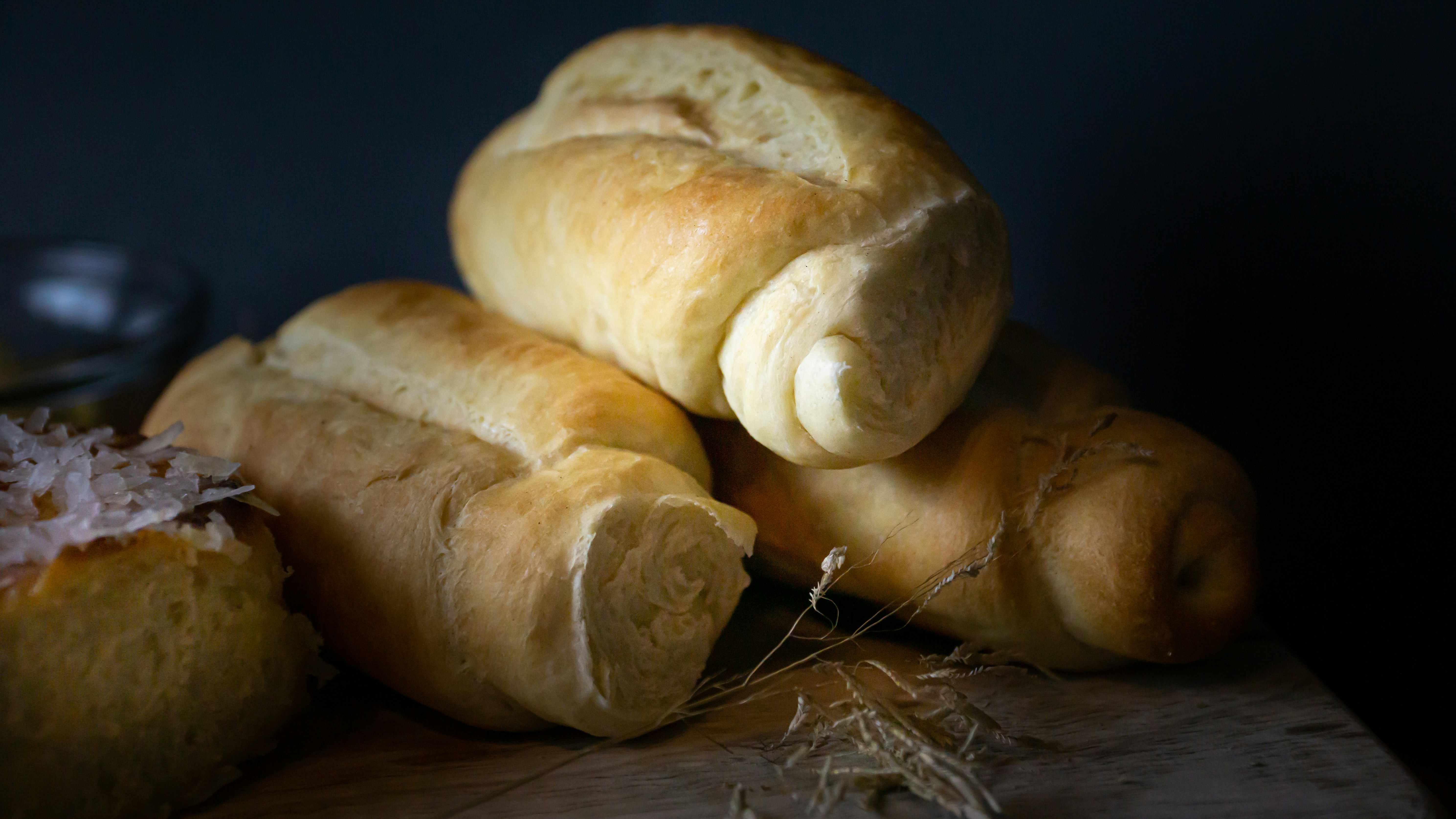Brown bread on black textile