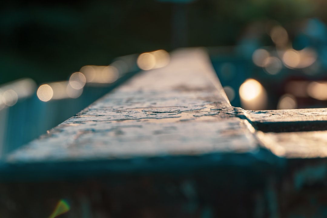 brown wooden plank in tilt shift lens