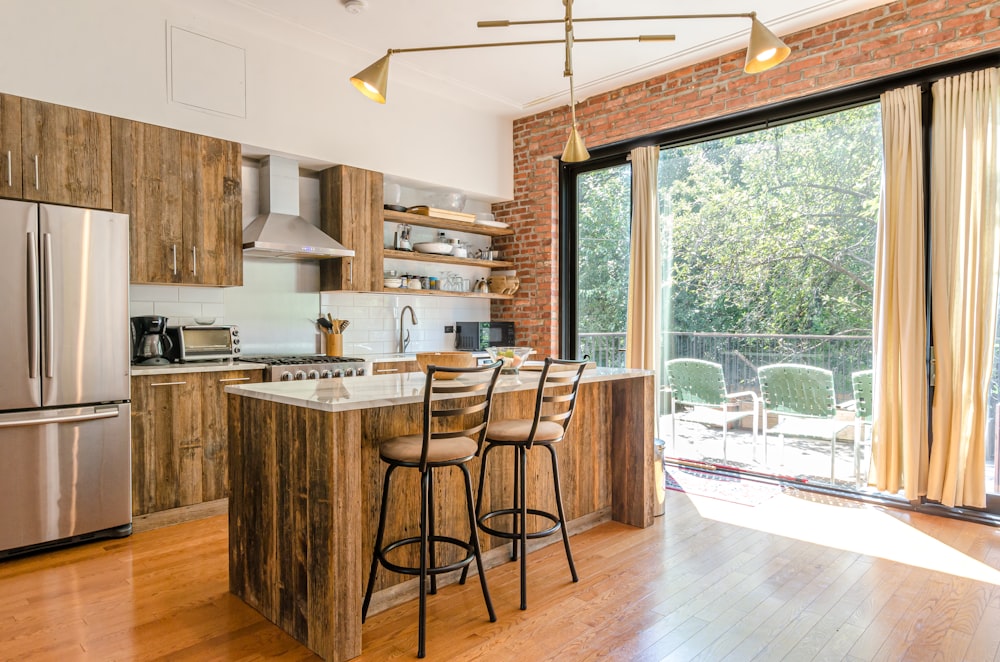 brown wooden table and chairs