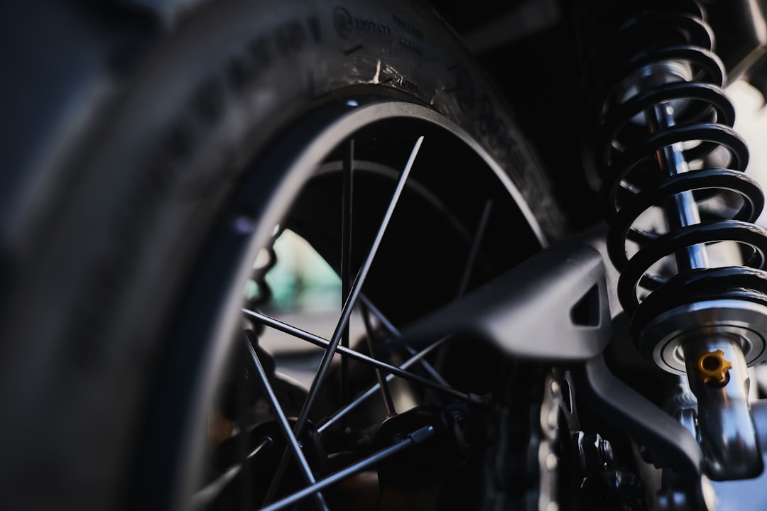black motorcycle wheel with tire