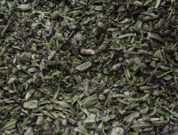 Close-up of premium dried herbs with detailed textures highlighting quality and freshness.