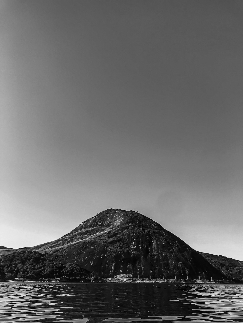 grayscale photo of mountain range