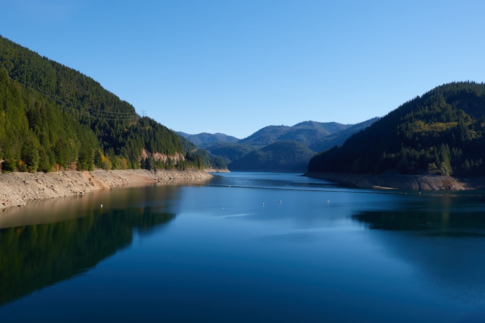 lake in the middle of mountains during daytime