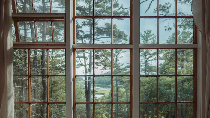 Wooden framed glass window
