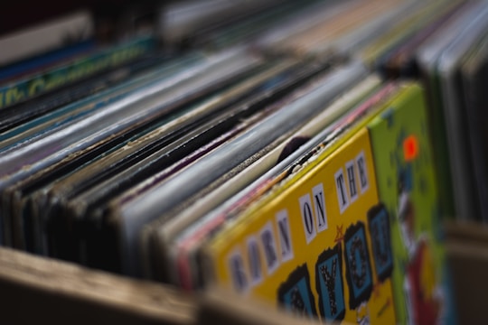 Close-up of vinyl records with Black Fire Entertainment logo on the cover.