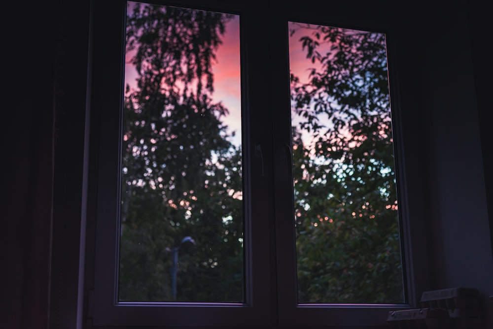 green trees on the window