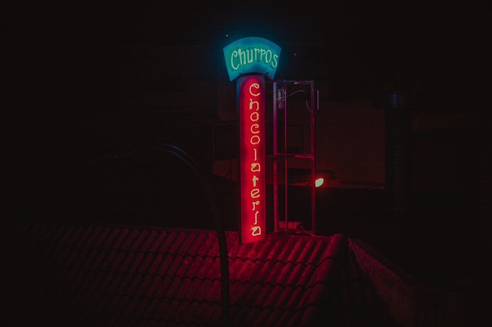 red and blue open neon light signage