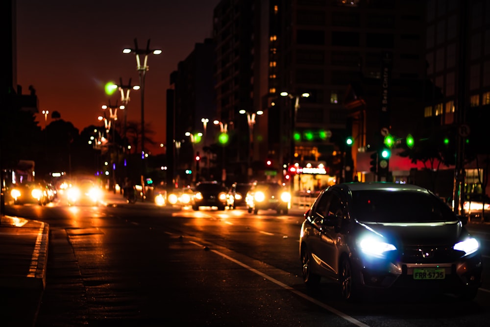 cars on road during night time