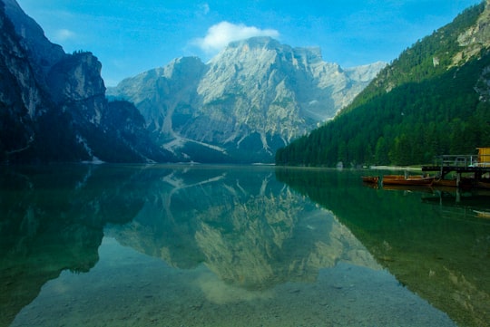 lake near mountain under blue sky during daytime in Parco naturale di Fanes-Sennes-Braies Italy