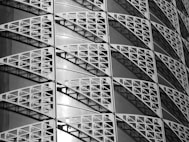 grayscale photo of building interior