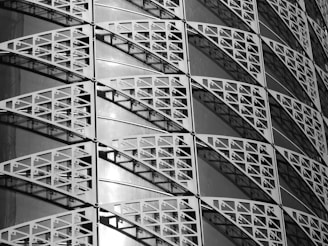 grayscale photo of building interior