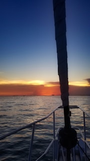 A stunning sunset view from a boat before a diving trip.