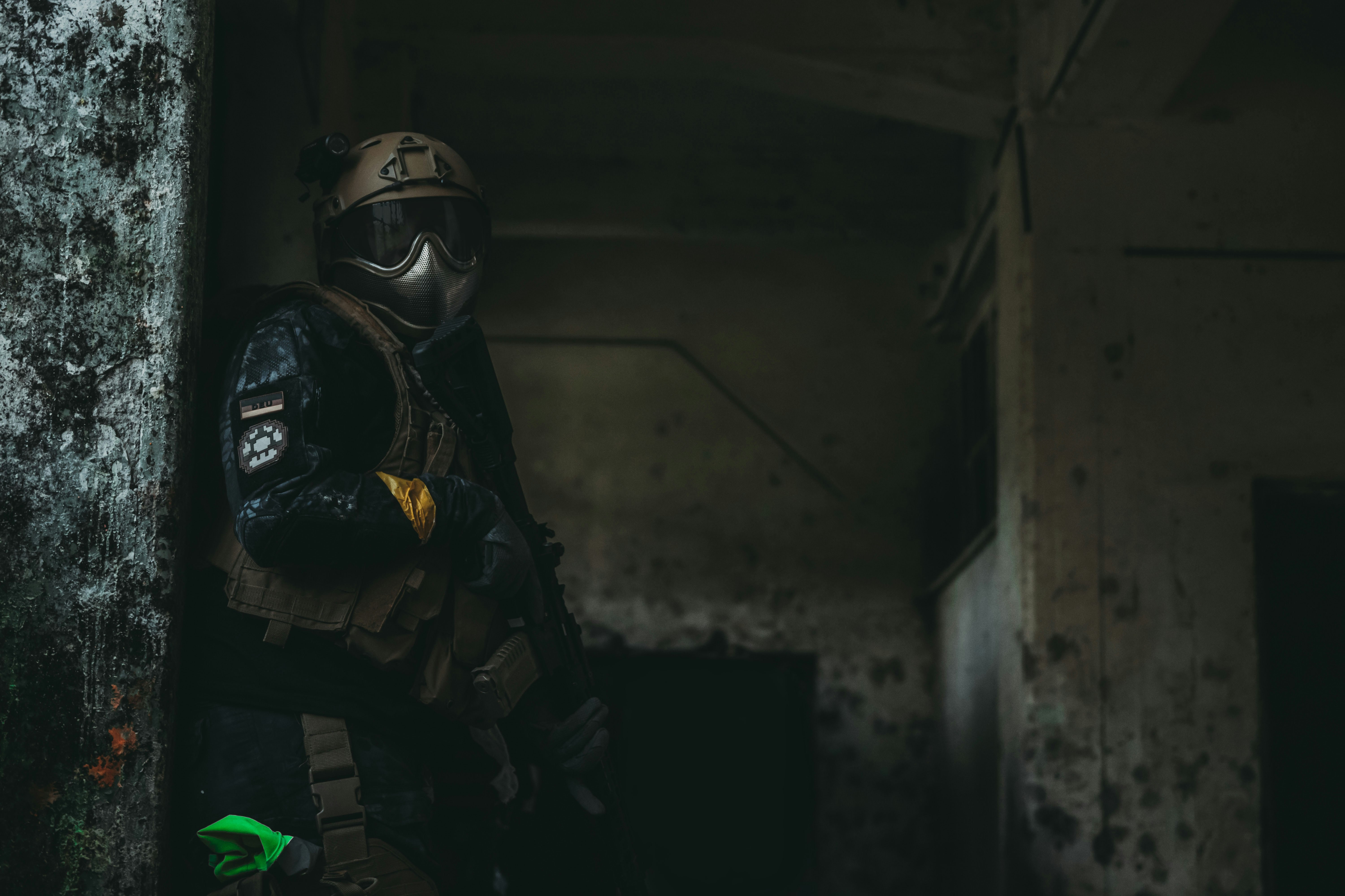 man in black helmet and helmet