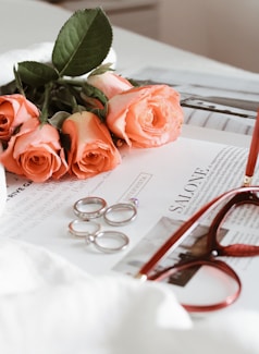 pink roses on white paper