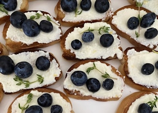 brown and black bread with black and white toppings