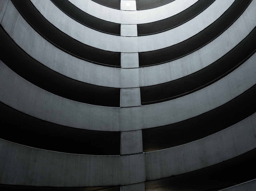 black and white spiral stairs