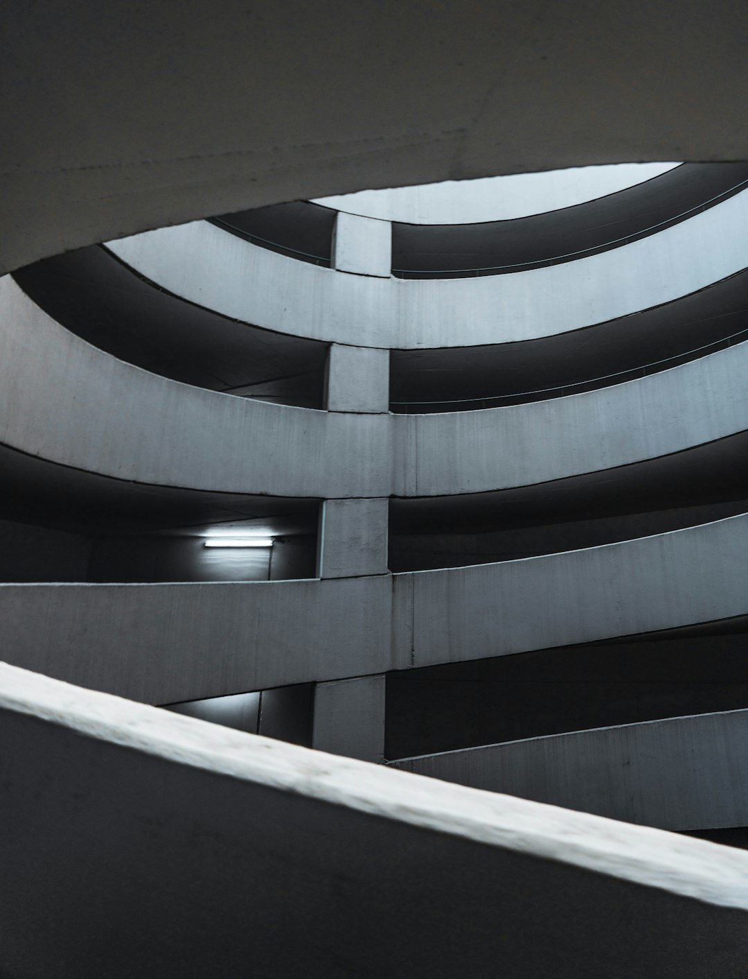 black and white spiral staircase