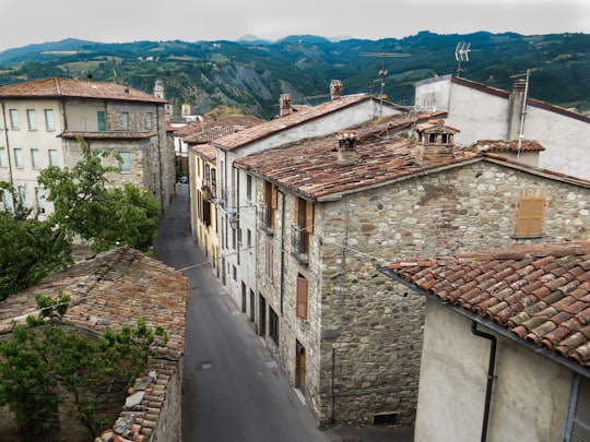 brown brick building near green trees during daytime in Bobbio Italy