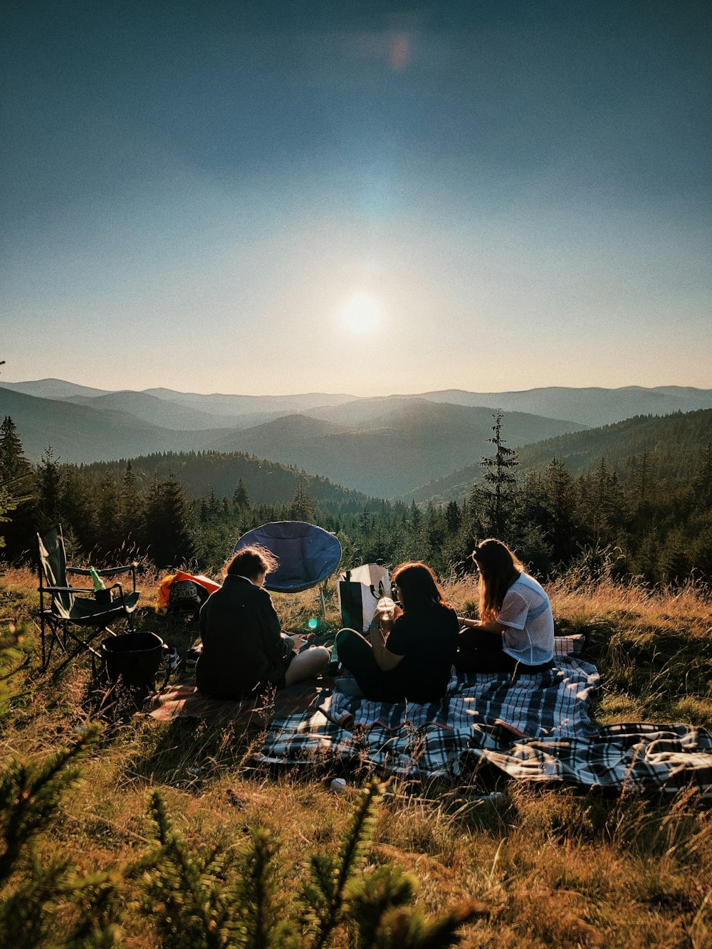 people sitting on camping chairs on green grass field during daytime