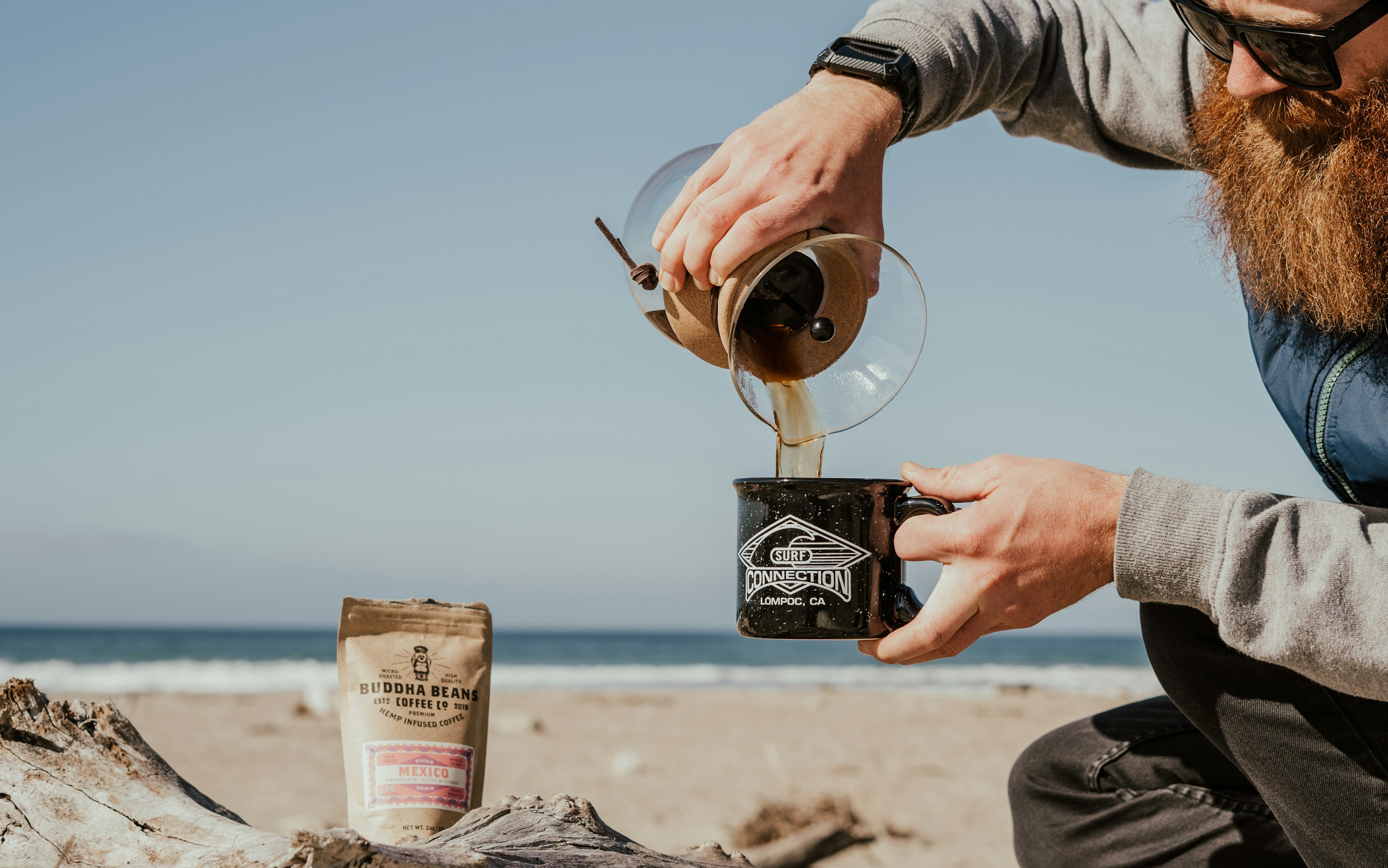Enhance your morning routine with hemp infused decaf coffee beans.