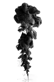 a swirling pool of black ink dissolving into deep charcoal, lit faintly by neon violet glimmers