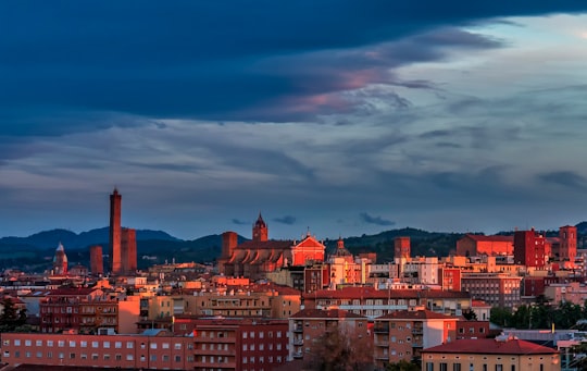 brown and white concrete buildings under blue sky in Bologna Italy