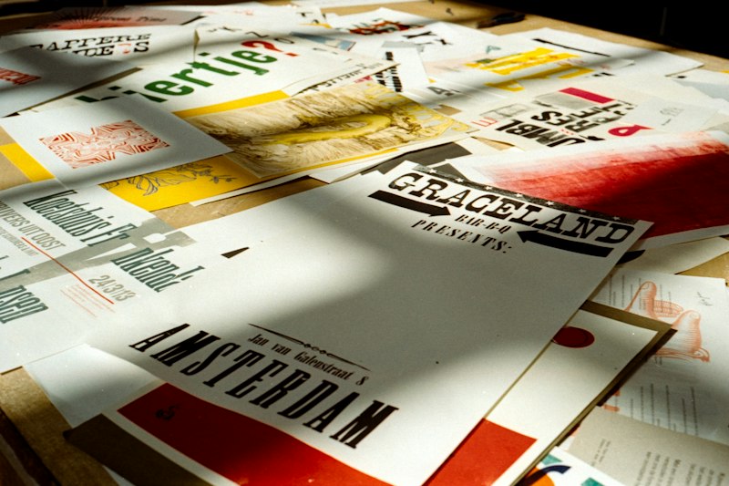 Stack of printed flyers on a table