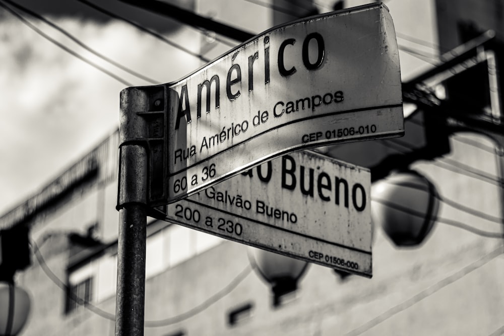 Una foto en blanco y negro de un letrero de la calle