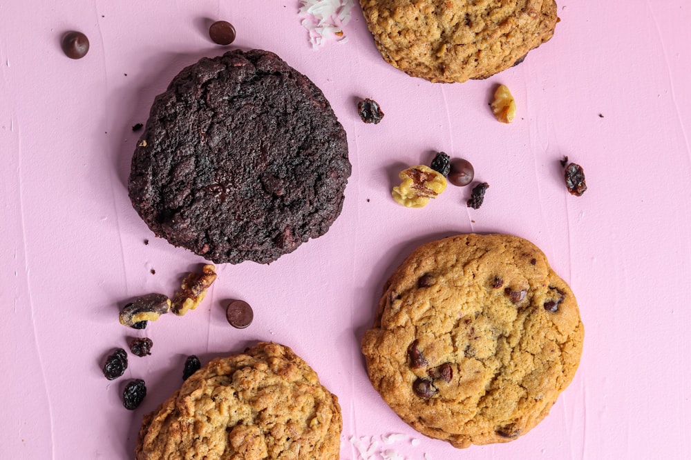 brown cookies on white surface