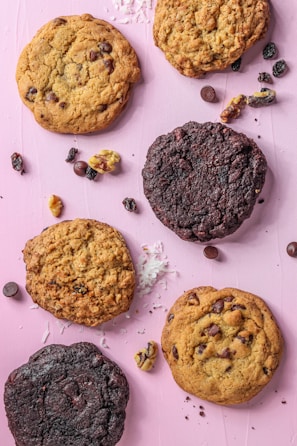 brown cookies on white surface