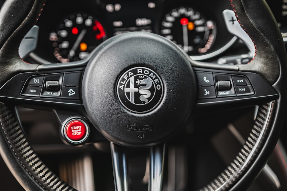 black volkswagen car steering wheel