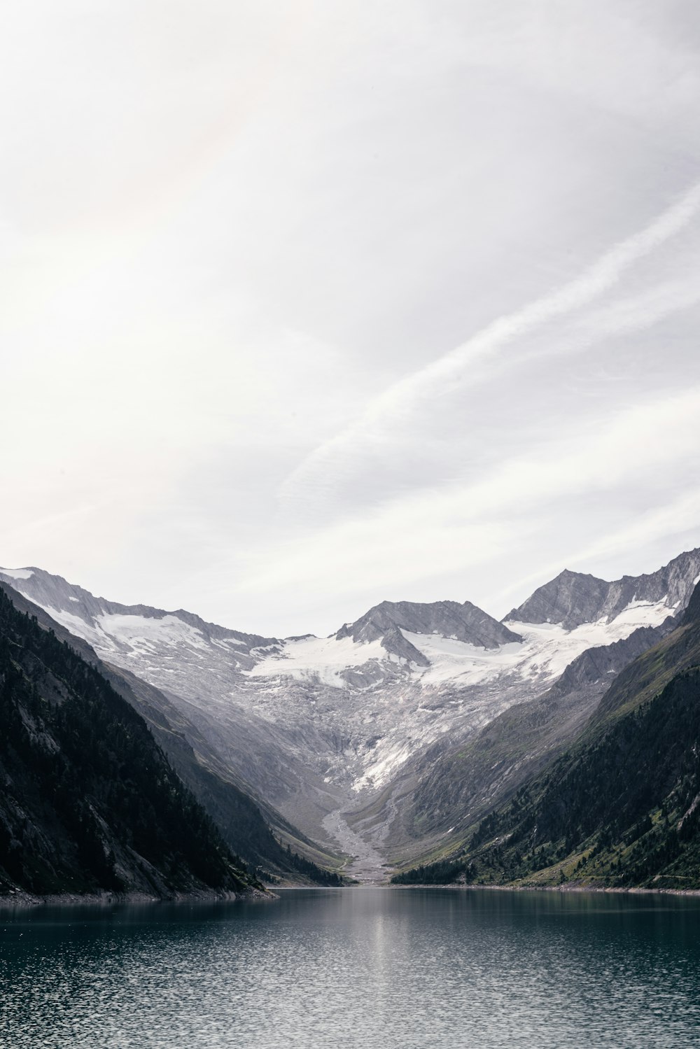 black and white mountains under white sky during daytime