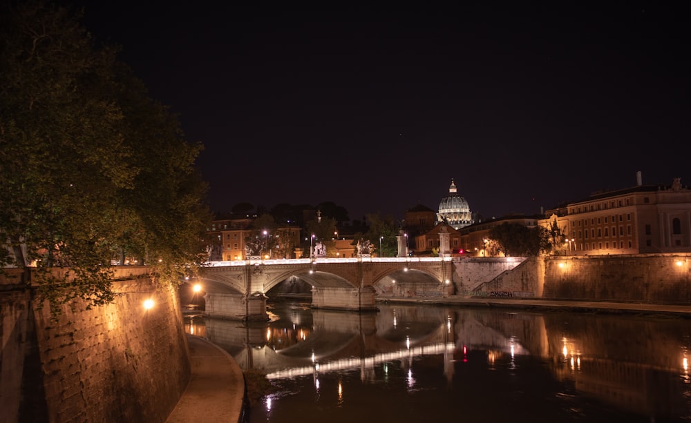 white and brown dome building near body of water during night time