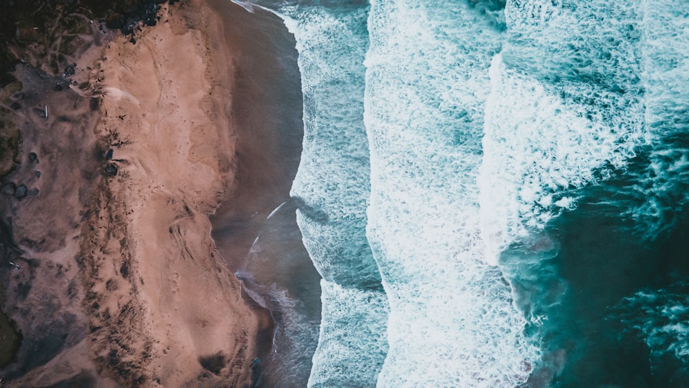 aerial view of ocean waves