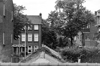 Charming boutique residential buildings surrounded by lush greenery.