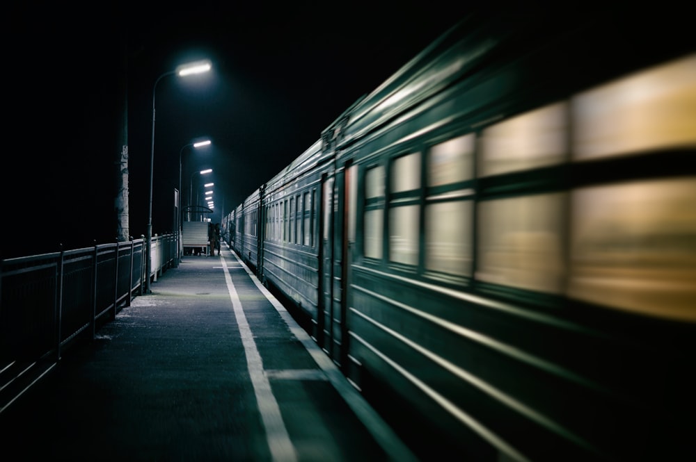 gray and black train station