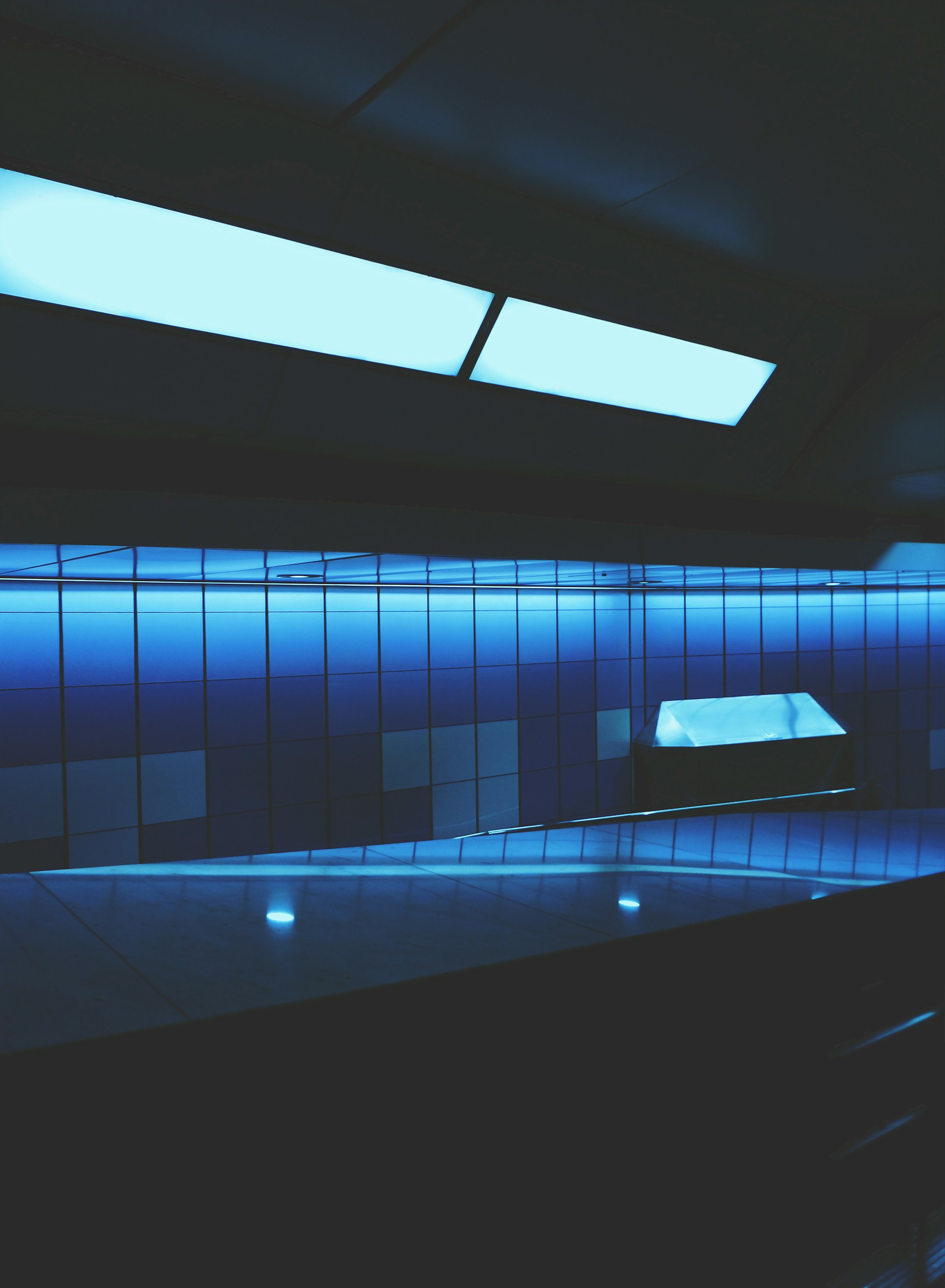 black and white glass walled building