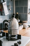 stainless steel kettle on stove