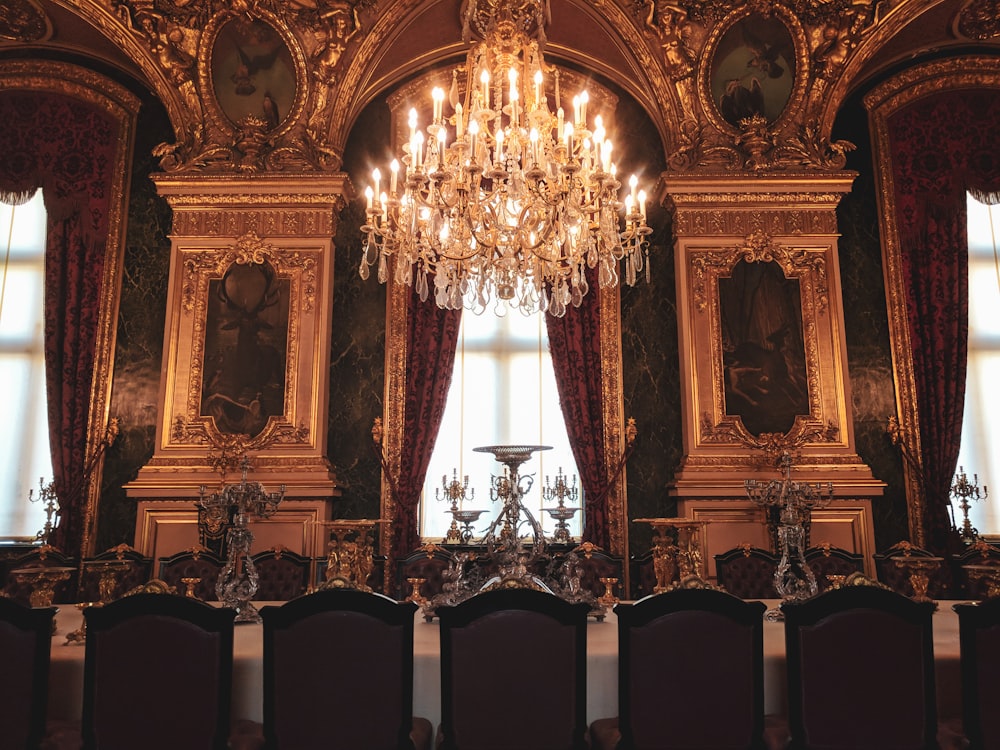 gold and black uplight chandelier