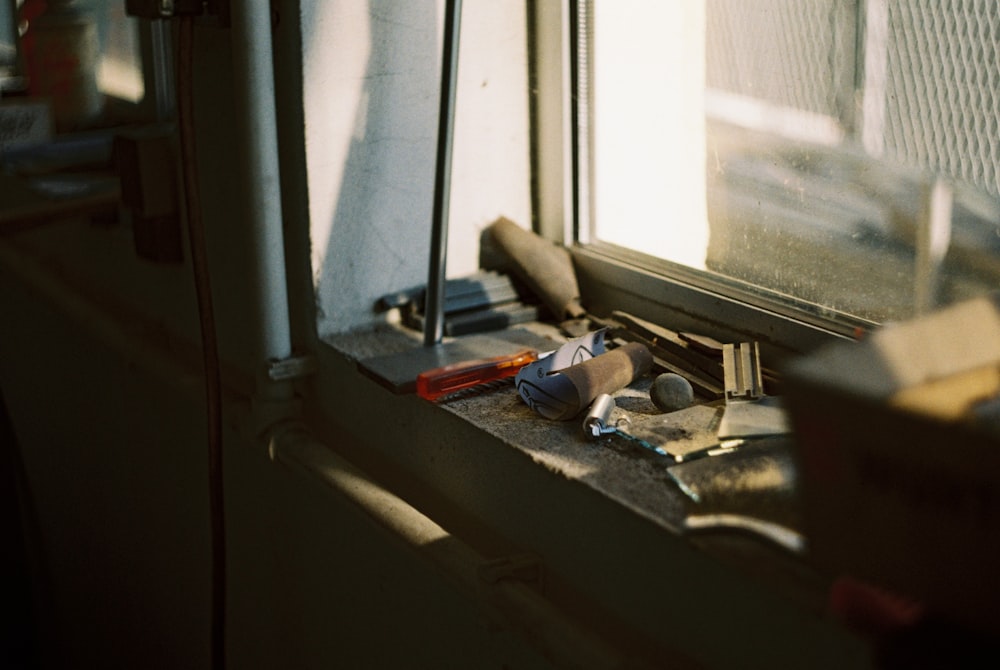 white wooden framed glass window