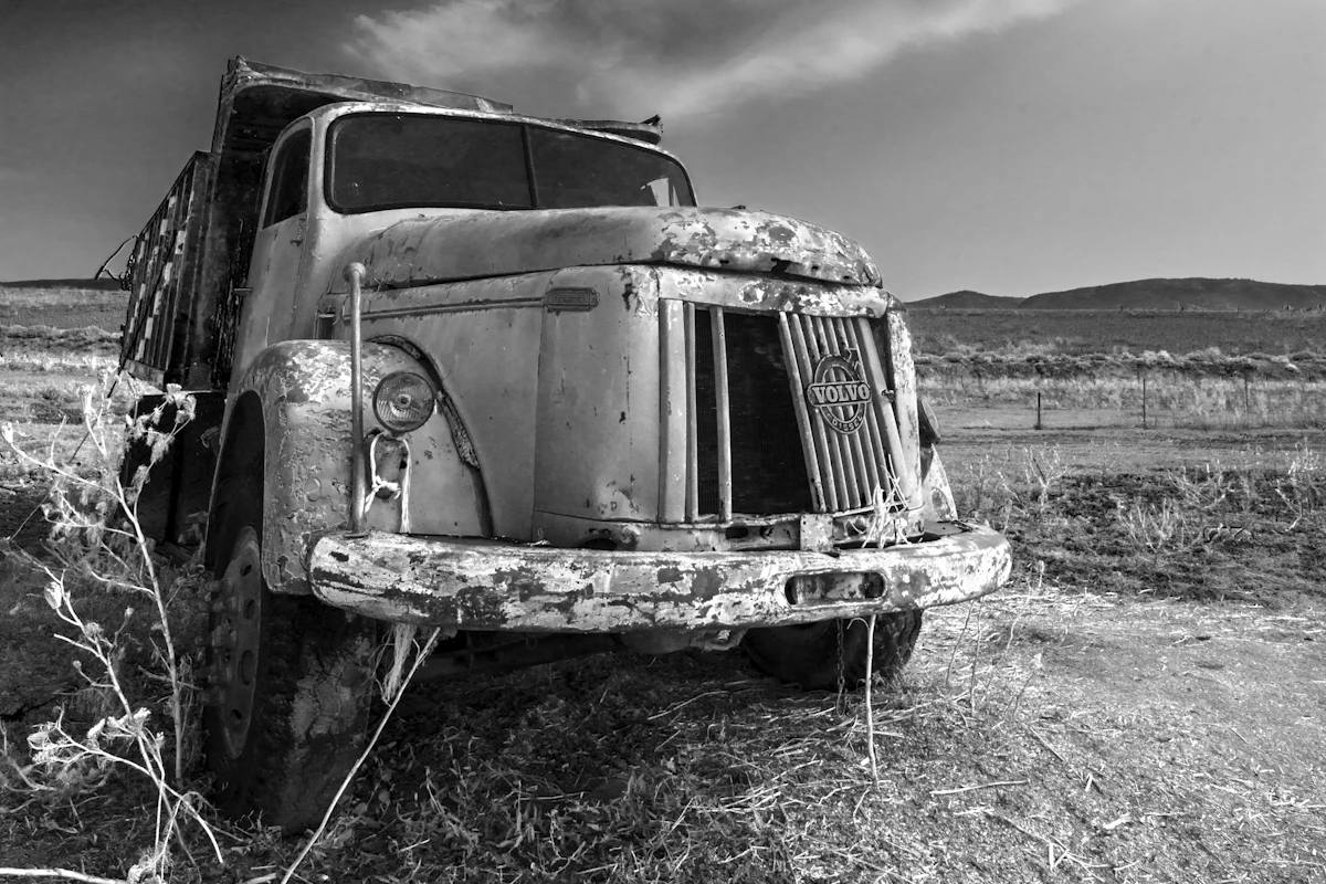 Weathered vintage truck from the firm's early years