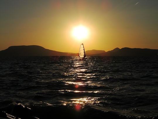 sailboat on sea during sunset in Balatonboglár Hungary